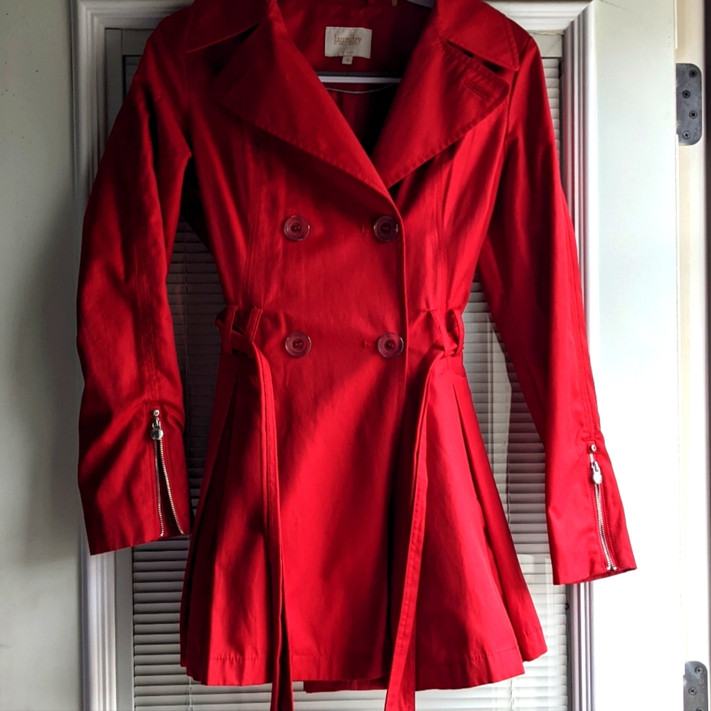 Red Trench Coat, Laundry by Shelli Segal